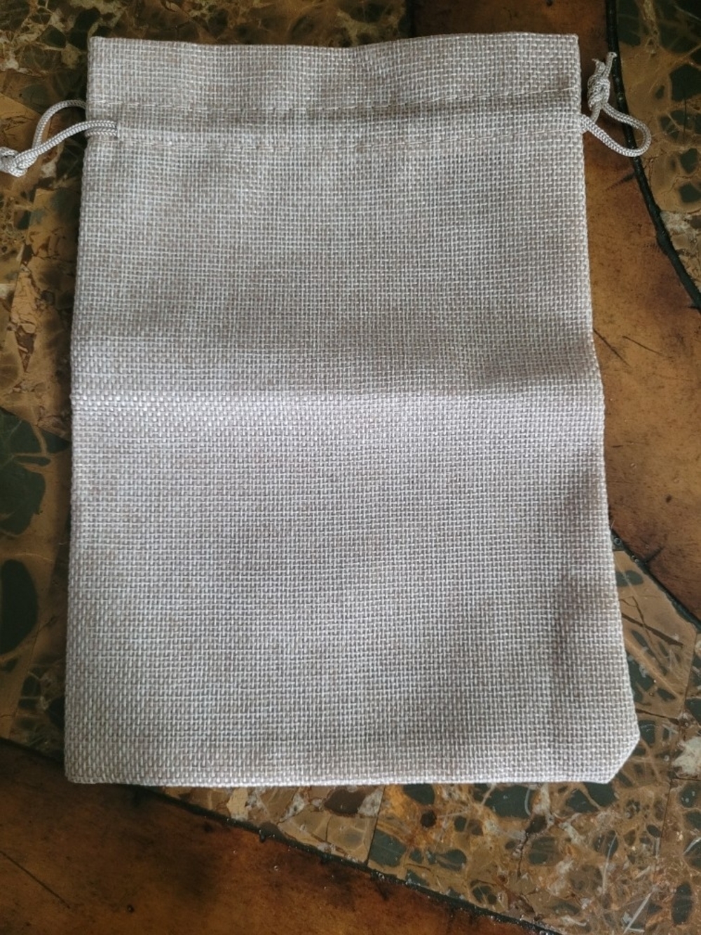 Neutral Beige Drawstring Jewelry Pouch